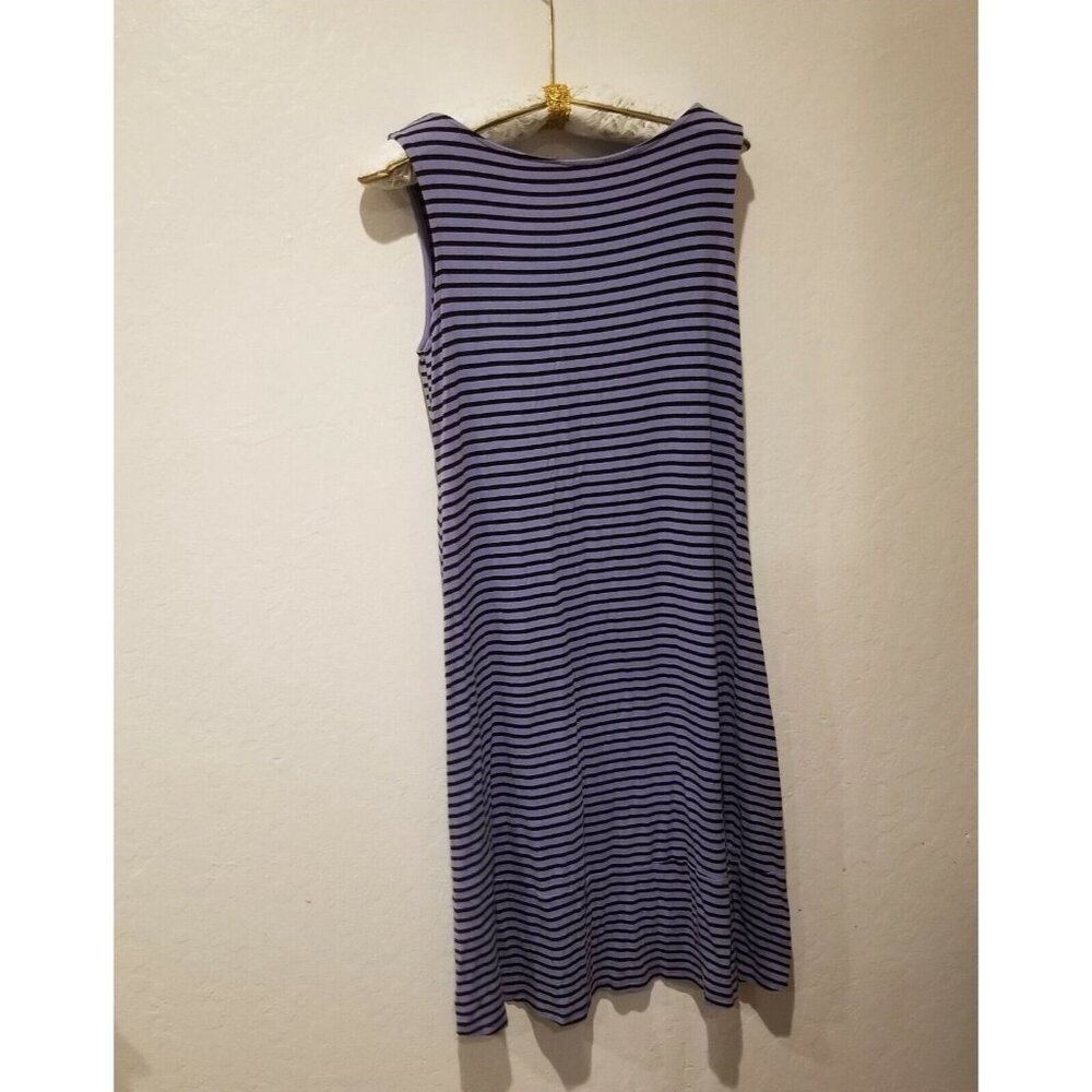 Habitat Women's Large Sleeveless Shift Dress in Purple Black Stripes Scoop Neck - Picture 2 of 6